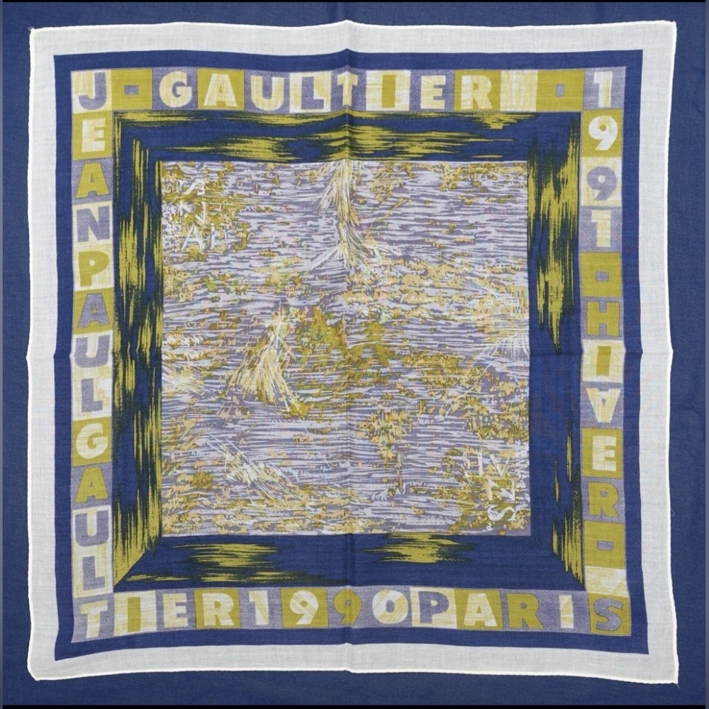Jean Paul Gaultier JPG Multicolor Art Graffiti Scarf Handkerchief Big Logo